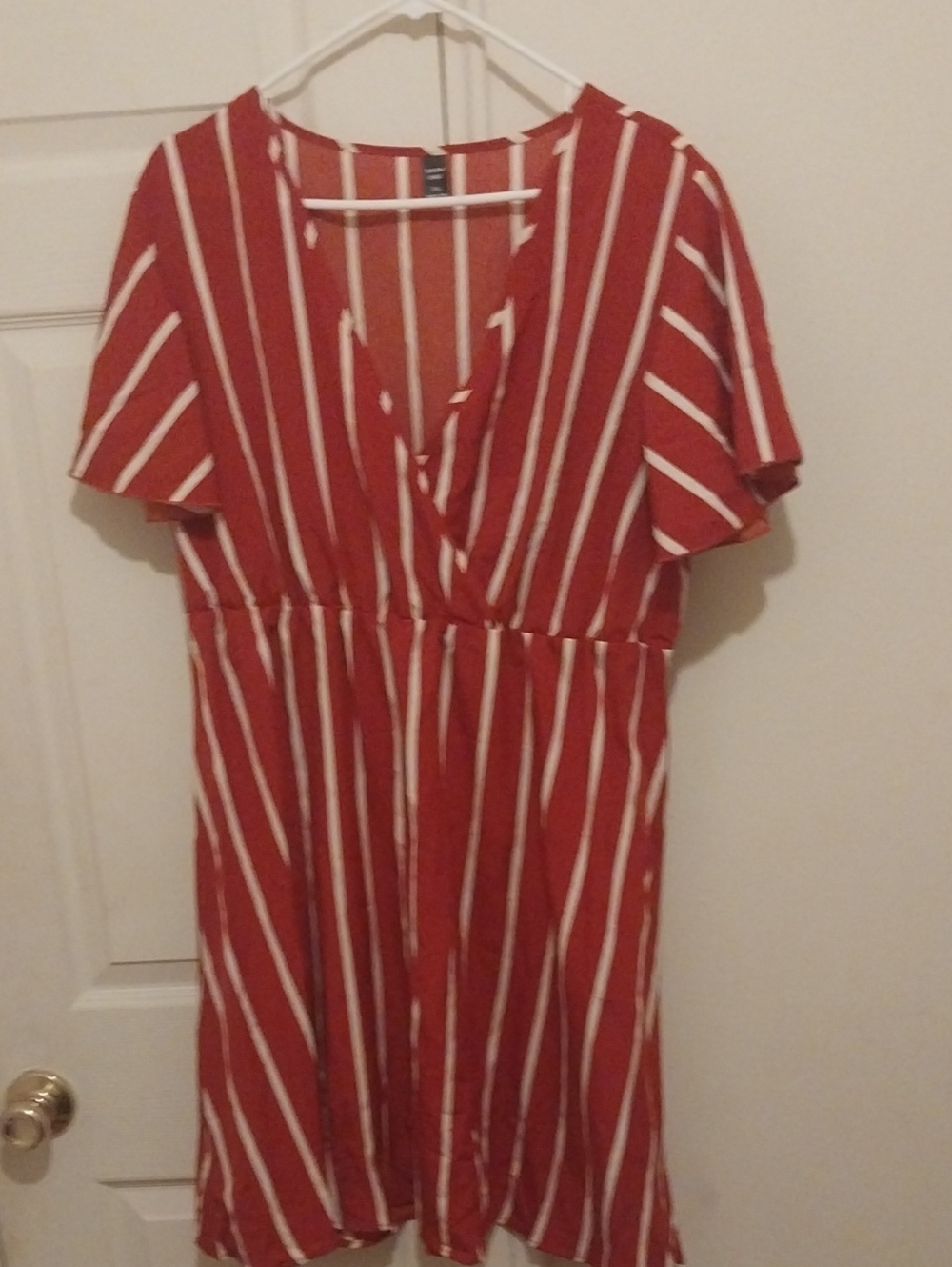 Red Striped V-Neck Women’s Dress